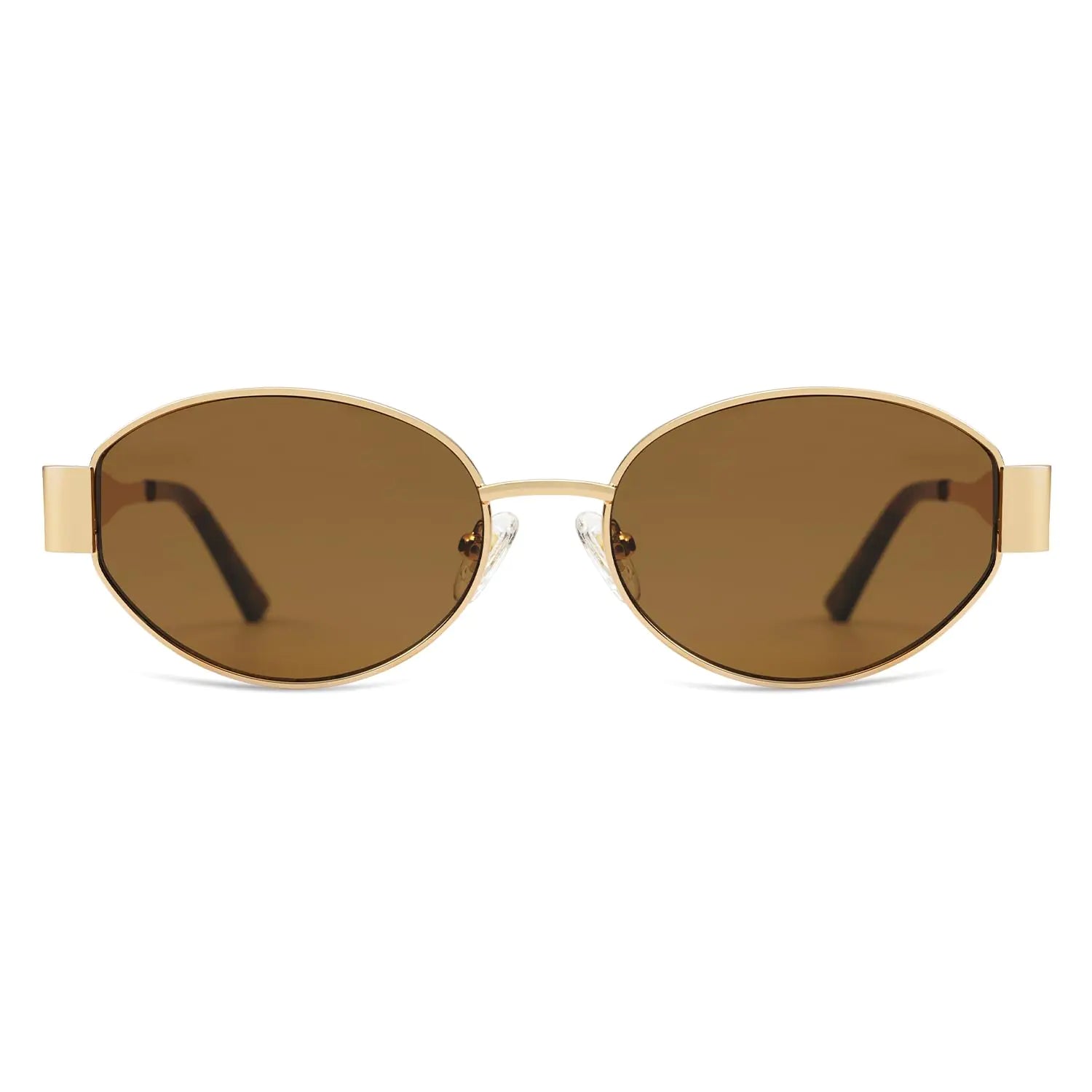 SOJOS Retro Oval Sunglasses for Women Men Trendy Sun Glasses Classic Shades UV400 Protection SJ1217 Gold/Grey